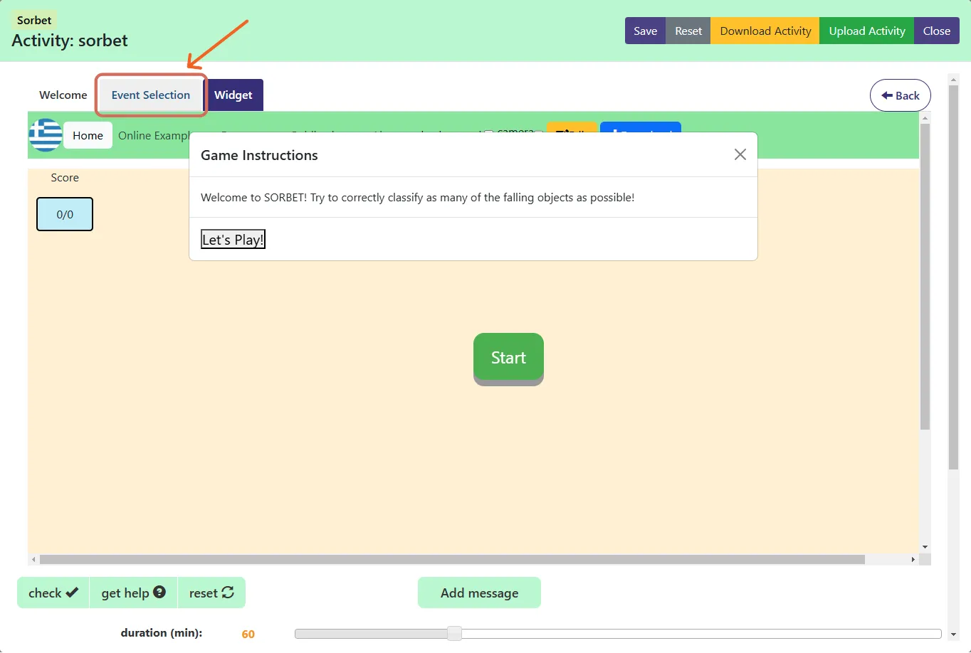 Initial page of AuthELO