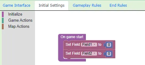 Sidebar and workspace of the "Initial settings" tab