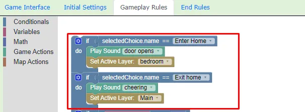 Example of gameplay rules code - Covid Survival Game