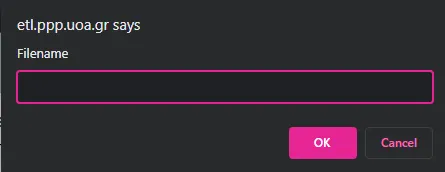 New or modified game naming pop-up window