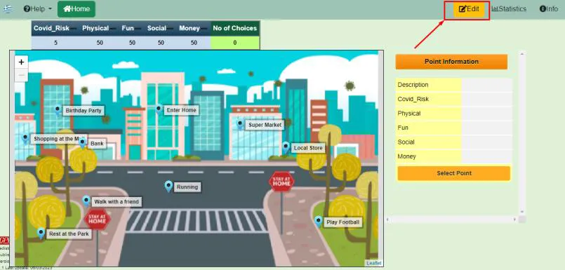 Selecting edit mode to modify an existing game
