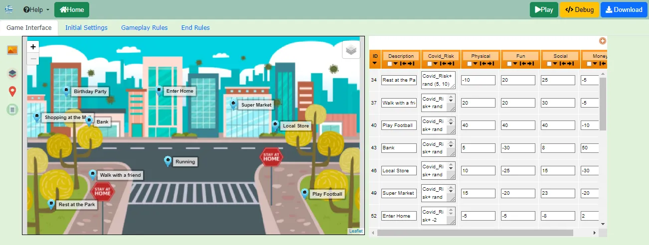 Covid Survival game in edit mode