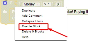Enable a block