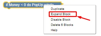 Expand a block