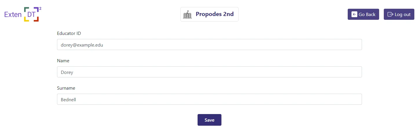 Add educator form page
