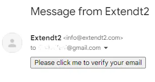 Verification email received by the educator