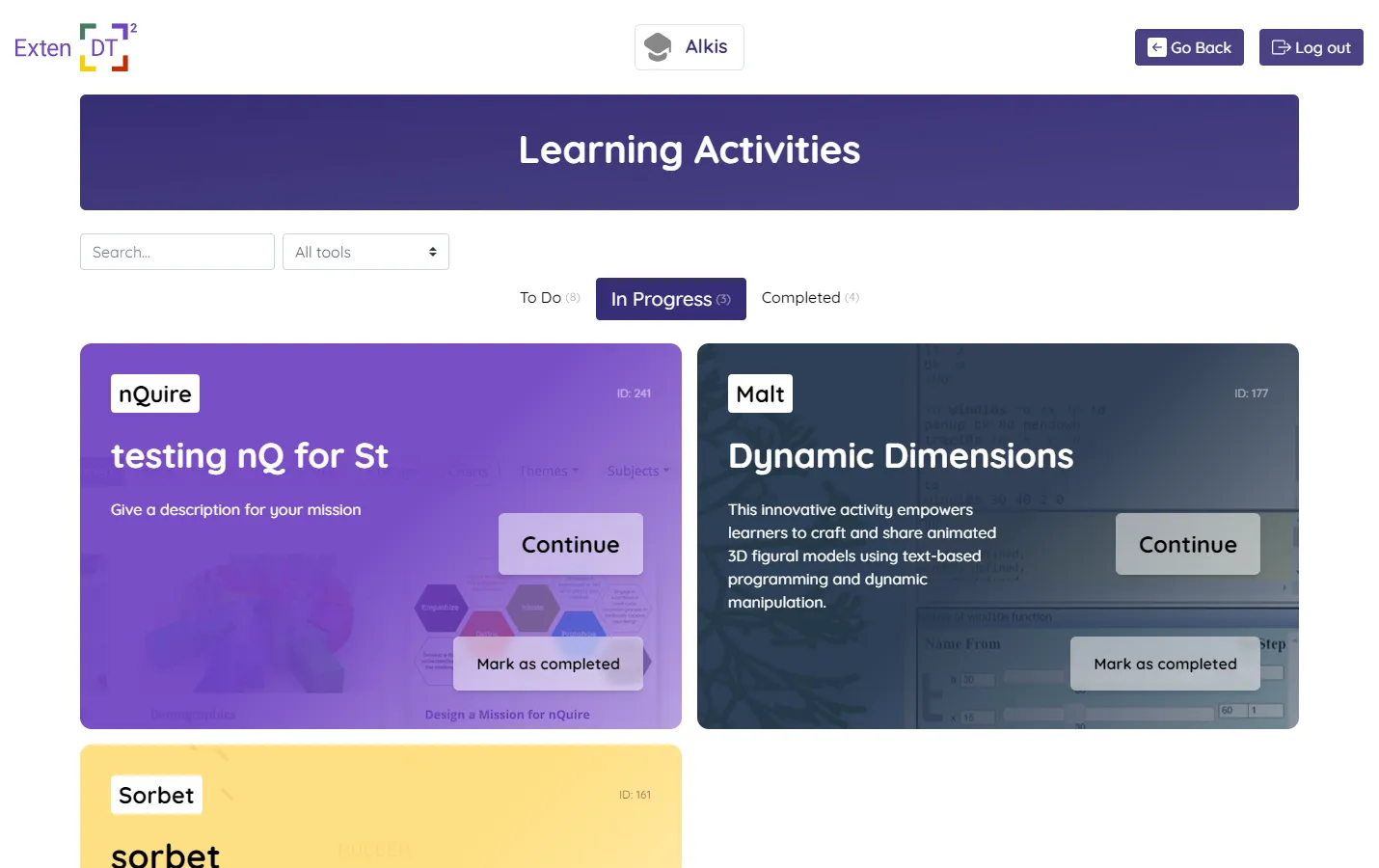 Activities in progress