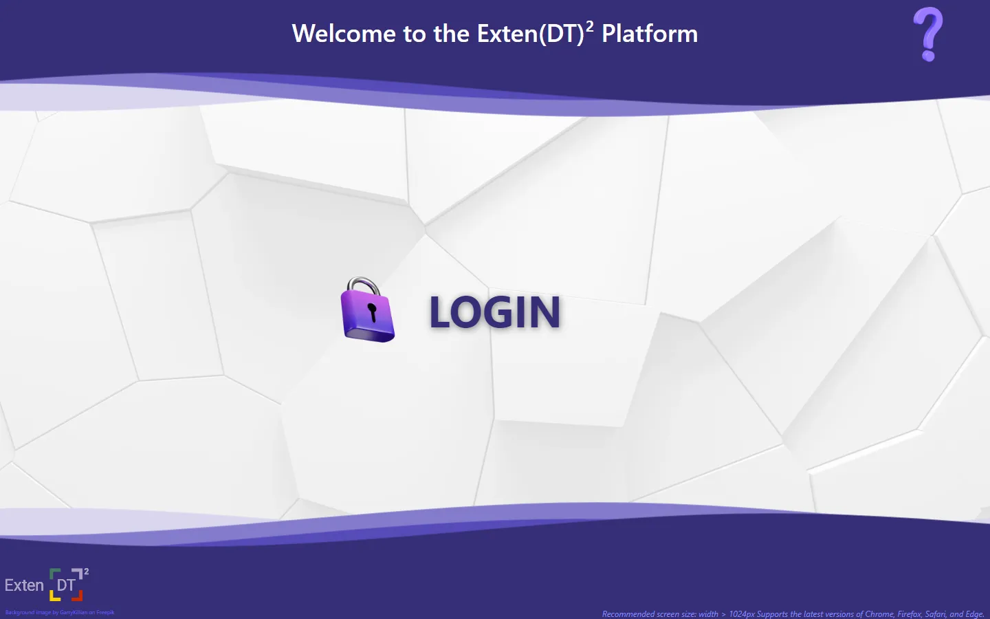 Login screen of the Exten(DT)² platform