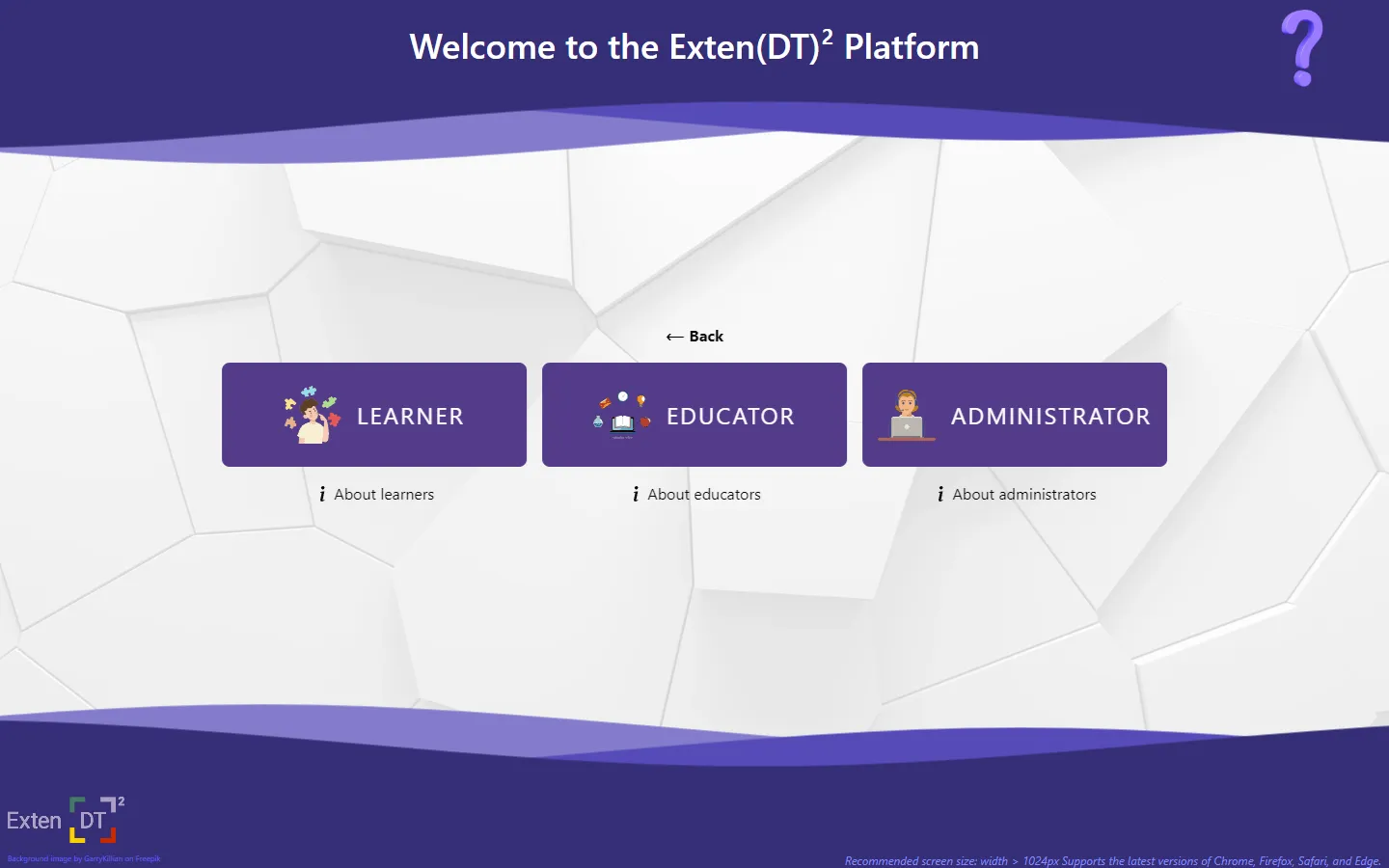 The options for the three user roles