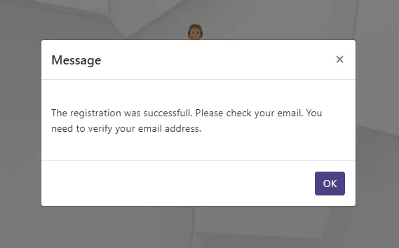 Message prompting you to verify your e-mail address