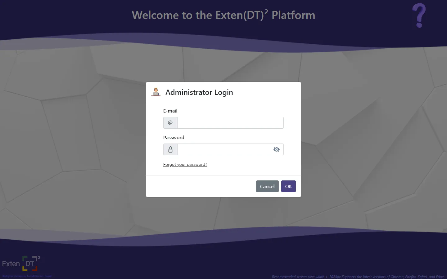 Administrator login form
