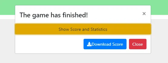 Game over notification box