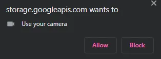 Website’s request for camera access
